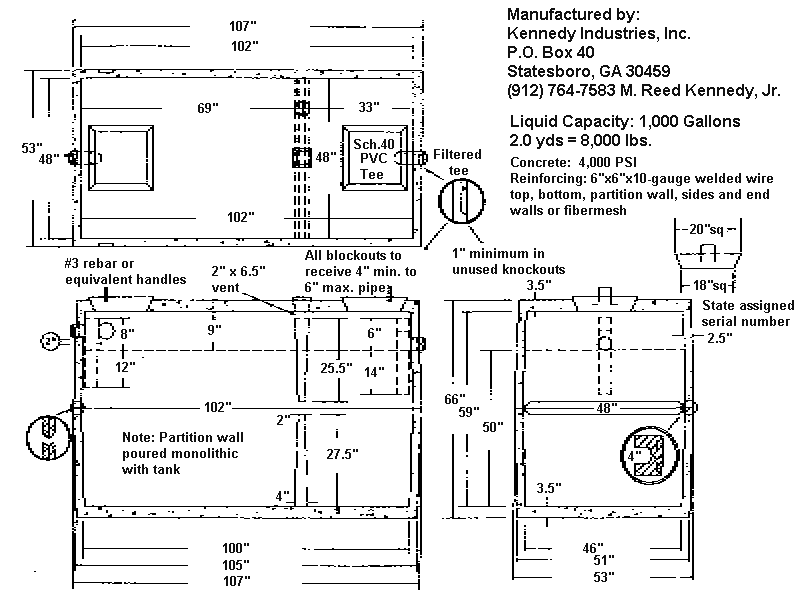 Drawing of 1000 gallon tank